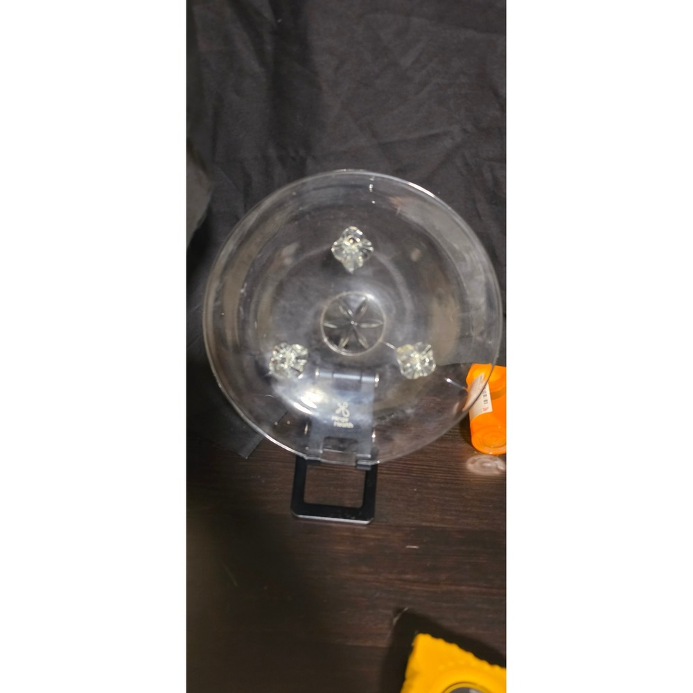 Vintage Clear Glass Three Footed Serving Bowl 8 Inch Round Starburst Base